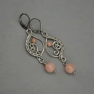Kolczyki - Długie kolczyki kamień słoneczny wire wrapping - miniaturka - grafika 1