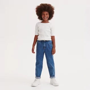 Spodnie i spodenki dla dziewczynek - Reserved - Jeansy baggy z podwinięciem - Niebieski - grafika 1