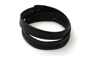 Czarna Bransoleta Skórzana Emo Boho Rock - Bransoletki - miniaturka - grafika 1