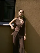 Marynarki i żakiety damskie - Reserved - Długa kamizelka z wiskozą - brązowy - miniaturka - grafika 1