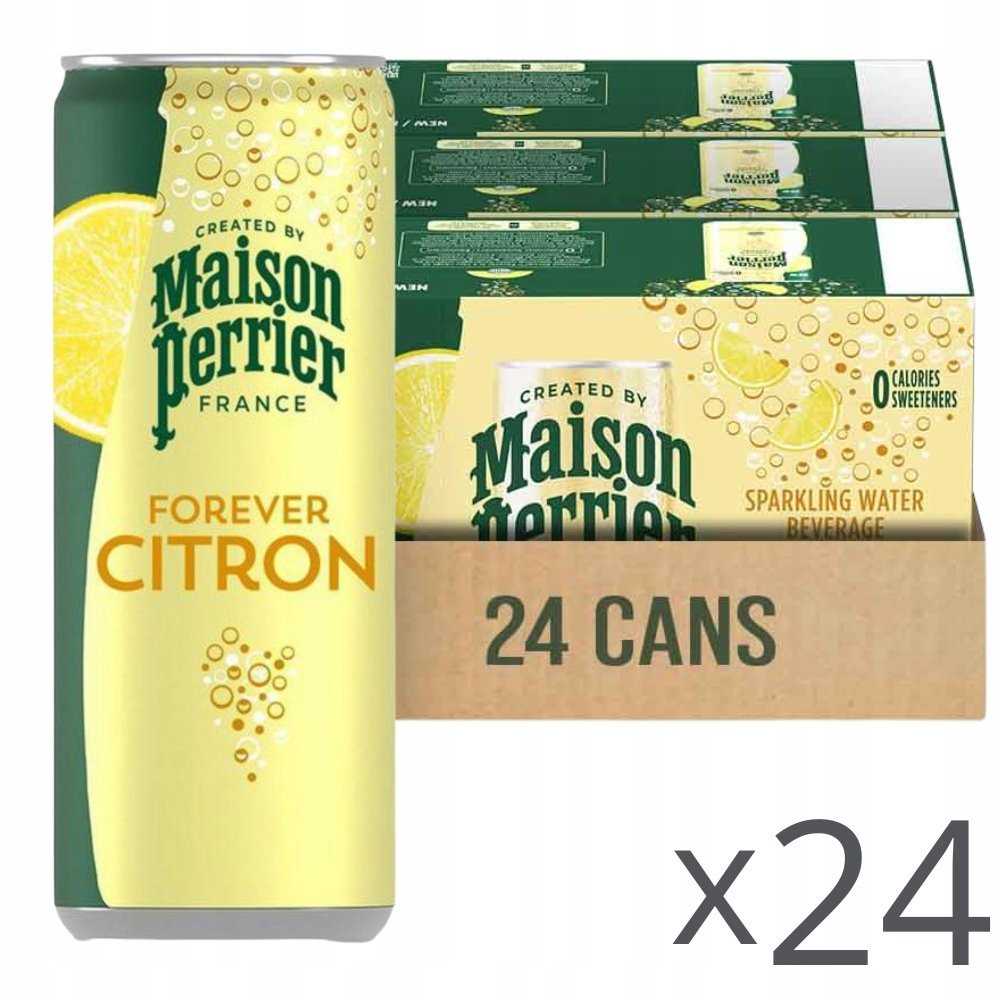 Perrier Woda Mineralna Gazowana Citron Vert Limoen - Puszka - 24x0,33L