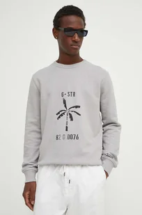 G-Star Raw bluza bawełniana męska kolor szary z nadrukiem D24703-D557 - Bluzy męskie - miniaturka - grafika 1