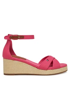 Tommy Hilfiger Sandały Flag Criss-Cros Mid Wedge Espad FW0FW08481 Różowy - Sandały damskie - miniaturka - grafika 1