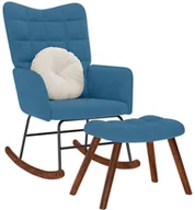 Fotele - vidaXL Fotel bujany ze stołkiem niebieski aksamit - miniaturka - grafika 1