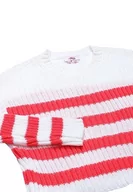 Swetry damskie - myMo Damski sweter w paski WOLLBIAŁY Koral XS/S, Wełna biała, koralowa, XS - miniaturka - grafika 1