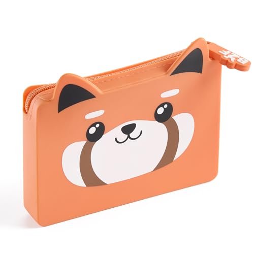 Back2Fun - Etui na karty dla dzieci z zewnętrzną kieszenią na kartę do przenoszenia, wielofunkcyjny silikonowy futerał: klucze, monety lub małe przedmioty, tłoczone uszy, styl Kawaii, Reddy