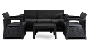 Elior Ciemnoszary zestaw nowoczesnych mebli ogrodowych - Laverro - Meble ogrodowe - miniaturka - grafika 1