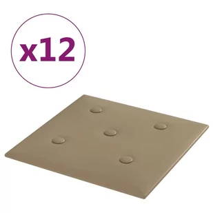 vidaXL Panele ścienne, 12 szt., cappuccino, 30x30 cm, sztuczna skóra 343978 - Panele ścienne i boazeria - miniaturka - grafika 3