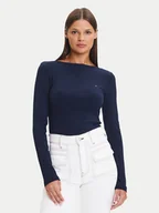 Bluzki damskie - Tommy Hilfiger Bluzka WW0WW47309 Granatowy Slim Fit - miniaturka - grafika 1