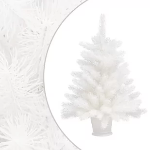 vidaXL Sztuczna choinka z donicą, biała, 65 cm, PE - Choinki - miniaturka - grafika 1