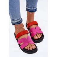 Klapki i japonki damskie - Klapki Damskie Z Rzepem Vinceza 17401 Fuksja różowe - miniaturka - grafika 1