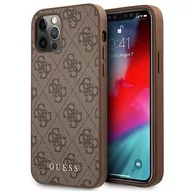 Etui i futerały do telefonów - Etui Guess do iPhone 12 / 12 Pro 6,1" brązowy hardcase 4G Metal Gold Logo - miniaturka - grafika 1