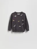 Bluzy i sweterki niemowlęce - Reserved - Sweter z haftem - ciemnoszary - miniaturka - grafika 1