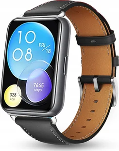 PASEK SKÓRZANY DO HUAWEI WATCH FIT 2 SKÓRA KOLOR CZARNY - JAKOŚĆ PREMIUM - Akcesoria do smartwatchy - miniaturka - grafika 1