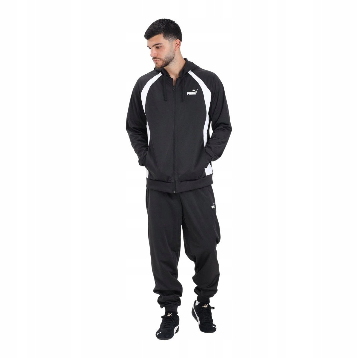 PUMA MĘSKI DRES KOMPLETNY HOODED POLY SUIT CZARNY r.M