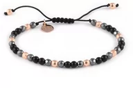 Bransoletki - Bransoletka "Różowe I Czarne Hematyty Z Onyksem Na Czarnym Sznurku" - miniaturka - grafika 1