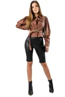 Spodenki damskie - Spodenki Guess damskie szorty skórzane-S - miniaturka - grafika 1