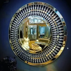 Lustro okrągłe z kryształkami Venus Glamour Premium 90x90 - Lustra - miniaturka - grafika 1