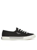 Trampki damskie - Pepe Jeans Tenisówki Brady Basic W PLS31287 Czarny - miniaturka - grafika 1