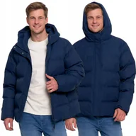 Kurtki męskie - KURTKA MĘSKA PIKOWANA Z KAPTUREM ZIMOWA CIEPŁA NA ZAMEK MODNA MORAJ XXL NAVY - miniaturka - grafika 1