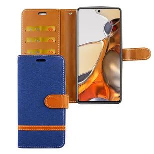 Etui na telefon komórkowy Xiaomi 11T Pro Etui ochronne z klapką i miejscem na kartę, kolor: Jeans Blue - Etui i futerały do telefonów - miniaturka - grafika 1