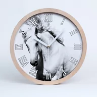 Zegary - Drewno wiszący zegar do salonu biały koń fi 30 cm, Tulup - miniaturka - grafika 1