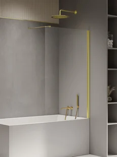 Parawan nawannowy New Trendy New Soleo 60x140 cm 1-częściowy stały uniwersalny złoty P-0115-WP - Parawany nawannowe - miniaturka - grafika 1