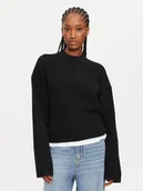 Swetry damskie - Calvin Klein Sweter Textured Loose Sweater J20J224636 Czarny Regular Fit - miniaturka - grafika 1