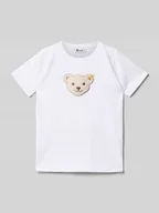 Koszulki dla chłopców - T-shirt z naszywką z logo - miniaturka - grafika 1