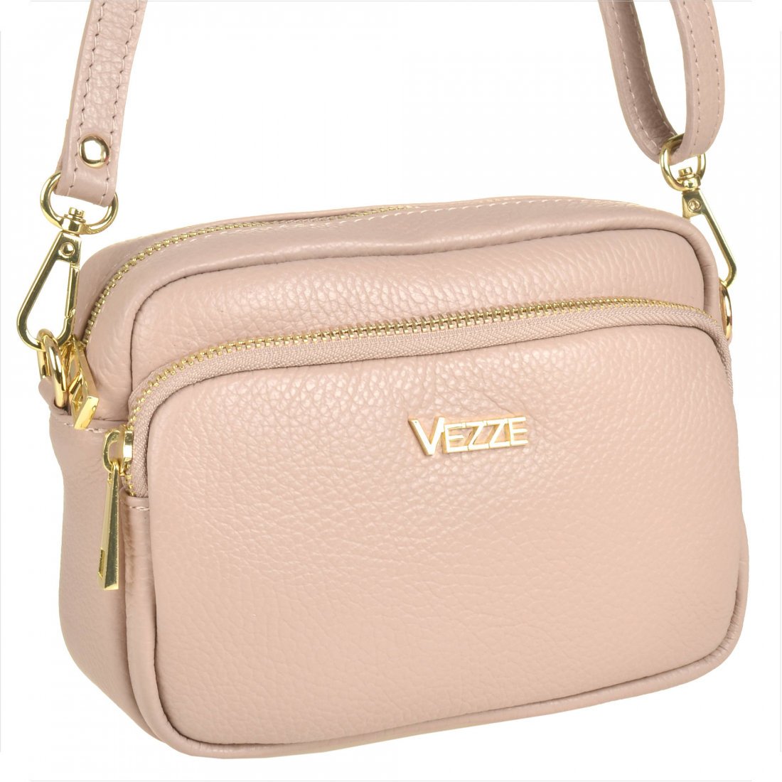 VEZZE mała skórzana listonoszka róż pudrowy