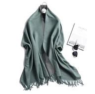 Apaszki i szaliki damskie - Szal szalik damski 100% kaszmirowy szary zielony - miniaturka - grafika 1