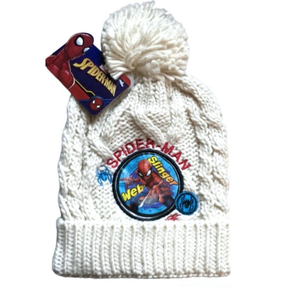 Czapka dziecięca Marvel Spiderman dla chłopca zimowa z pomponem