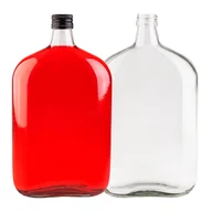 Domowy wyrób alkoholu - BUTELKA SZKLANA NA WINO NALEWKI BIMBER WÓDKĘ SOKI PŁASKA 1 L Z ZAKRĘTKĄ - miniaturka - grafika 1