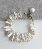 Bransoletki - Ekskluzywny Unikat Bransoletka Biała Naturalna Perła Łupkowa Łupka 19Cm Sr - miniaturka - grafika 1