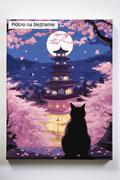 Malowanie po numerach - Japońskie nastroje, Japonia, kot, Azja, noc, drzewa, malowanie po numerach - miniaturka - grafika 1