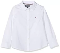 Koszulki dla dziewczynek - Tommy Hilfiger Koszulka dziewczęca ze streczu Poplin L/S bluzka, Biały (jasna biel 123), Jeden rozmiar - miniaturka - grafika 1
