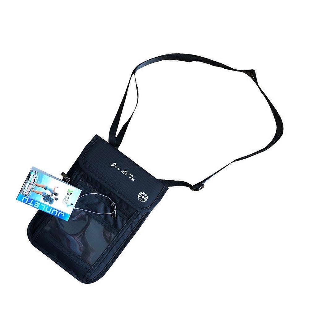 Portfel na szyję Uchwyt na paszport Portfel na dokumenty podróżne Materiał nylonowy .3×6,3×0,4 cala Wodoodporny 1 zestaw Czarny 21.00X16.00X1.00CM