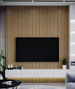 275x48x5,9 cm LD (8 lameli dąb natura) panel akustyczny na płycie MDF - dekoracja ścienna 3D - Panele ścienne i boazeria 275x48x5,9 cm LD (8 lameli dąb natura) panel akustyczny na płycie MDF - dekoracja ścienna 3D - Panele ścienne i boazeria - miniaturka - grafika 1