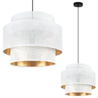 Lampy sufitowe - Lampa sufitowa wisząca Asti Trio biała glamour 1xE27 abażur okrągły 35cm biały/złoty siatka Light Home LH - miniaturka - grafika 1