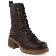 Botki damskie - Botki damskie na klocku brązowe Vinceza 89136 - miniaturka - grafika 1