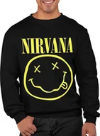 Bluzy męskie - Eco Men Sweter Nirvana Fan Bluza Smiley Żółty Kurt Cobain Koncert Prezent Muzyka - miniaturka - grafika 1