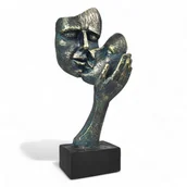 Figurki dekoracyjne - Nowoczesna Figurka Dekoracyjna do Salonu - Para Twarze w Dłoni na Prezent - miniaturka - grafika 1