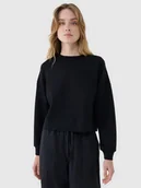 Bluzy damskie - 4F Bluza dresowa nierozpinana z modalem damska - czarna S - miniaturka - grafika 1