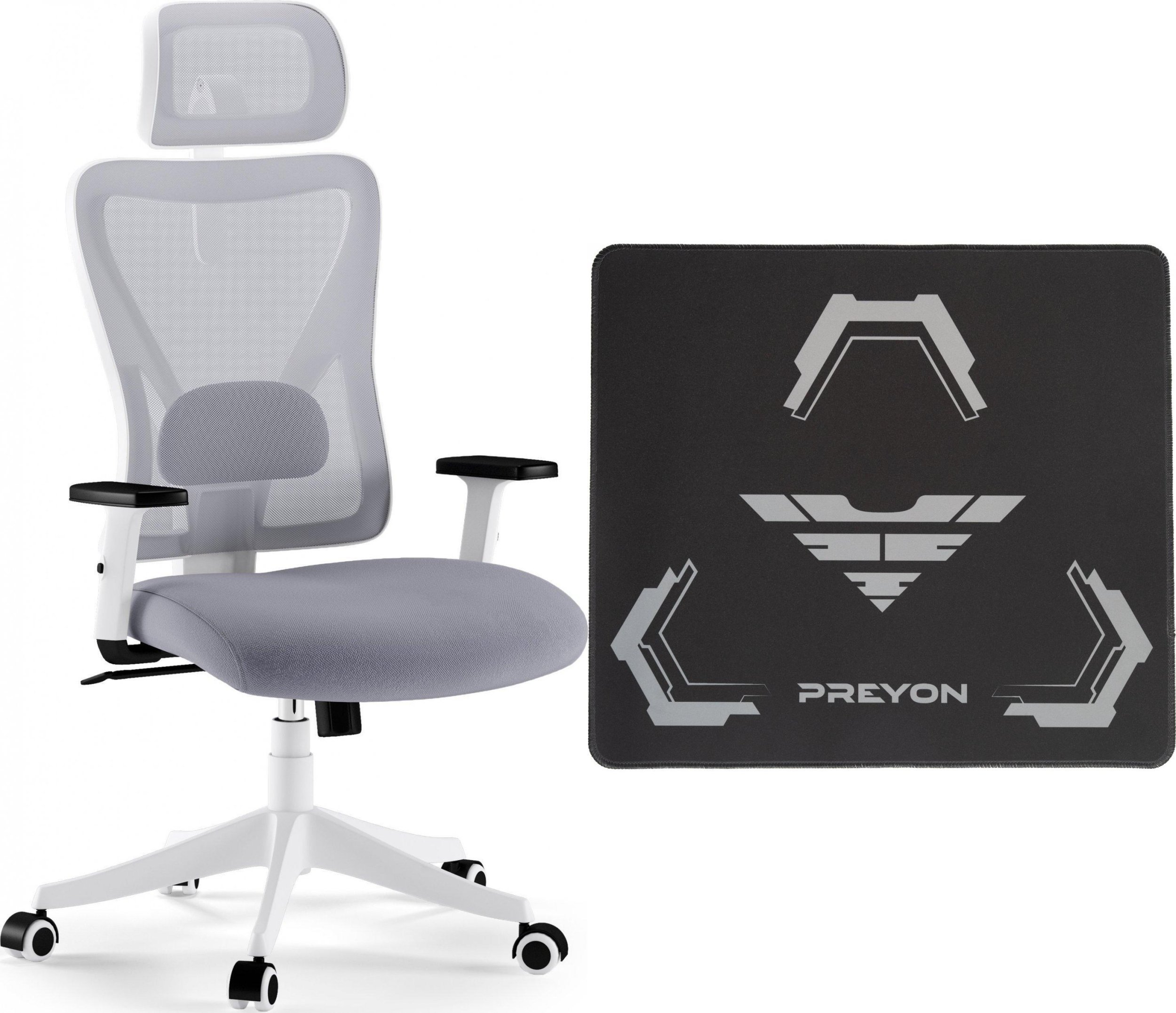 Krzesło biurowe SENSE7 Tone biały + Podkładka PREYON Falcon