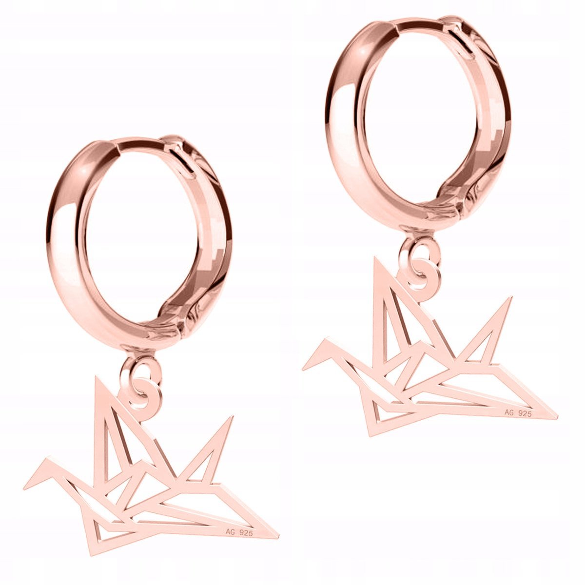 Kolczyki Pozłacane Ptak Origami Ażurowe Ptaki Ptaszki Bird SREBRO 925