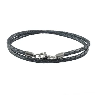 König Design skórzany naszyjnik skórzany pasek skórzana bransoletka 4 mm męski naszyjnik 17 cm - 100 cm pleciony, długość:19 centymetrów, kolor:Graphite Grey - Naszyjniki męskie - miniaturka - grafika 1