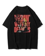 Koszulki i topy damskie - Koszulka oversize Pakt z Demonami Dark Vibes Retro Nadruk Czarny 3XL - miniaturka - grafika 1