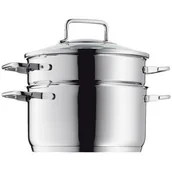 Pojemniki na przyprawy - WMF garnek do gotowania na parze  20 cm, szklana pokrywka, stal nierdzewna Cromargan, polerowana, nadaje się do płyt indykcyjnych i do mycia w zmywarkach 0720909990 - miniaturka - grafika 1