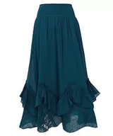 Spódnice - Joe Browns Damska spódnica midi w bloki kolorów, marszczona talia, falbanka, zielona, 8, Niebieskozielony, 34 - miniaturka - grafika 1