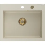 Zlewozmywaki - Mexen Elix zlewozmywak granitowy 1-komorowy 600 x 500 mm, beżowy, syfon złoty - 6525601005-69-G - miniaturka - grafika 1